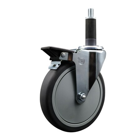 Service Caster 6'' Thermoplastic Rubber Swivel 1'' Expanding Stem Caster with Brake SCC-EX20S614-TPRB-PLB-1
